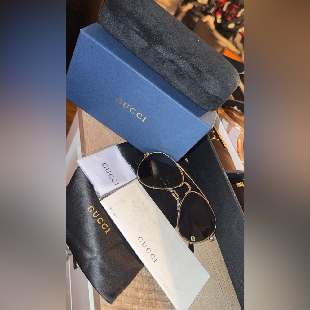 Gold and Black Sunglasses with Case